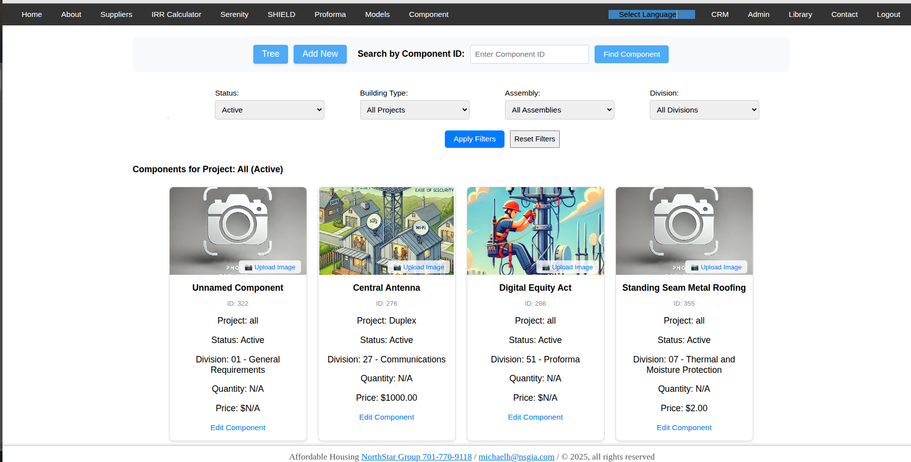 Component Addition Interface