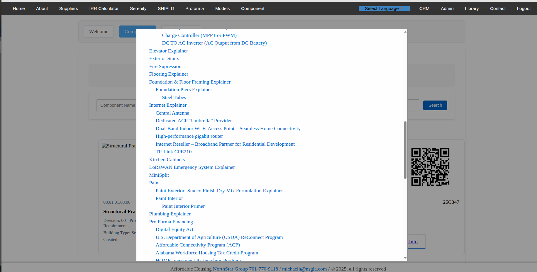 Component Tree Dropdown Menu