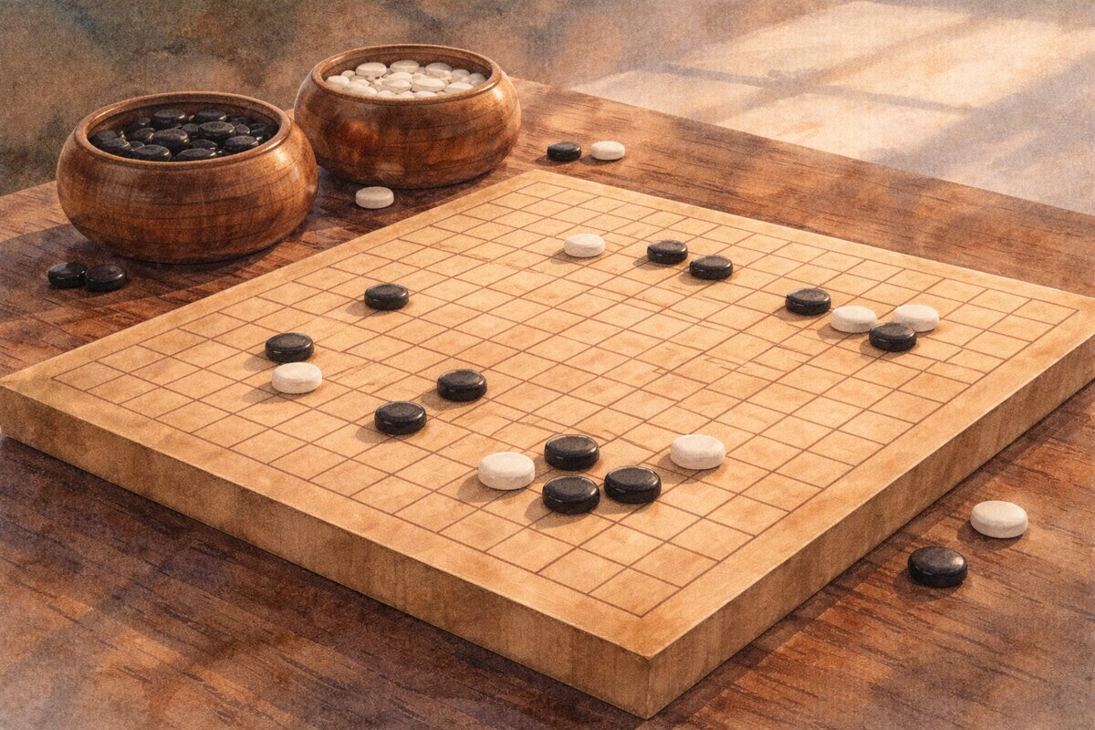 Go board mid-game - Strategy